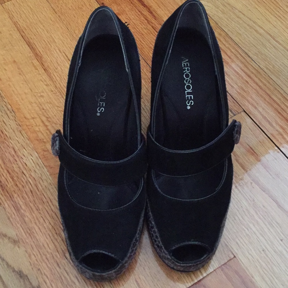 Black suede and snakeskin heels